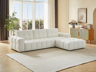 Vente-Unique Divano in Tessuto bouclette Bianco - Angolo a destra - SOPELANA