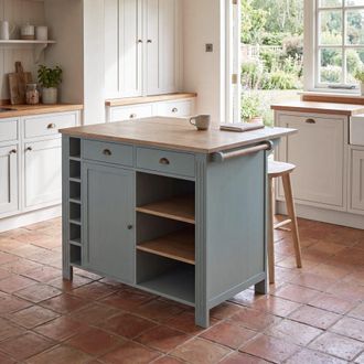 Maisons du monde Isla de cocina de acacia maciza con 2 cajones y 1 puerta