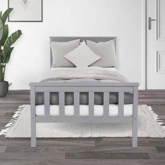 ML Design Ml-design Cama Infantil 90x200 Cm Con Somier Estructura Con Listones Y Cabecero Pies Robustos De Madera De Pino Macizo Color Gris Claro Nido Individua