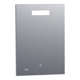 Marcel Breuer Quartz spiegel - 50x70cm - rechthoekig - met klok en directe LED-verlichting met dimfunctie en touch-bediening