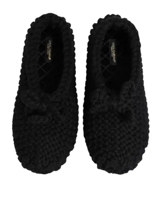 Dolce & Gabbana Wool Knit Ballerina Flat - Black
