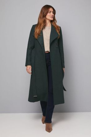 Wallis Womens Belted Maxi Coat - Green - Size 18 UK
