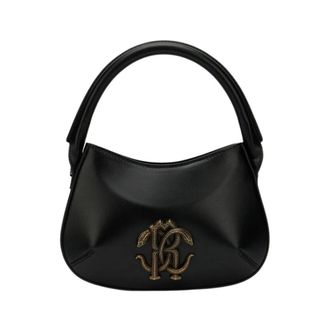 Roberto Cavalli Leather Top Handle Bag with Monogram RC - female - Roberto Cavalli - Handbags - Black - ONE SIZE - Bags