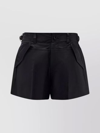 sacai front pleats wool blend shorts