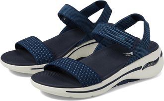 Skechers Womens Go Walk Arch Fit Sandal Polished Sandals, Navy Textile, 9 UK