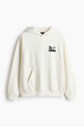 H&M Loose Fit Printed Hoodie in White/the Godfather at Nordstrom, Size Xx-Large
