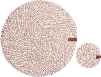 Beliani Beliani - Conjunto De 12 Manteles Individuales Y Posavasos 35/10 Cm De Yute Natural Hecho A Mano Redondos Comedor Estilo Boho Natural Pipturus