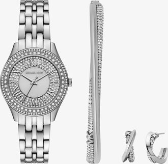 Michael Kors Mini Harlowe Pav&eacute; Gold-Tone Watch and Jewelry Set