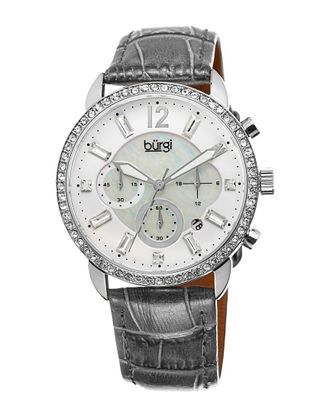 B&uuml;rgi Burgi Womens Genuine Leather Chronograph Watch