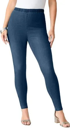 Roaman's Plus Size Comfort Stretch Slim Leg Jean in Medium Stonewash Sanded at Nordstrom, Size 14