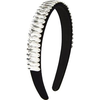 Tasha Crystal Embellished Padded Velvet Headband in Black at Nordstrom