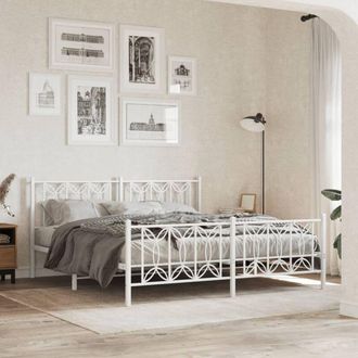 vidaXL Vidaxl - Estructura Cama Sin Colch&oacute;n Con Estribo Metal Blanco 180x200 Cm