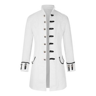 Generic Mens Gothic Steampunk Jacket - Trench Coat Men Men Renaissance Costume Retro Gothic Victorian Frock Coat Medieval Victorian Tailcoat Jacket Medieval T