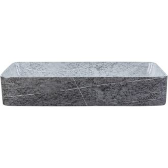 Beliani Lavabo da appoggio per bagno Ceramica 61 x 35 mm Grigio effetto granito Artaj