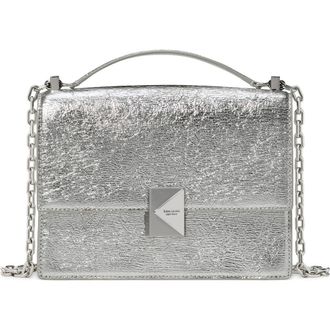 Kate Spade New York deco crinkle metallic leather convertible crossbody bag in Silver at Nordstrom
