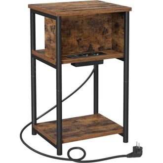 Songmics Songmics - Vasagle Mesas Auxiliares Con Enchufe, Mesitas De Noche Con 2 Enchufes De Ca Y 2 Puertos Usb, 30 X 34 X 58 Cm, Para Sala De Estar, Dormitori