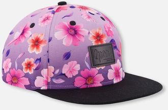 Deux par Deux Flat Brim Floral Gradient Print Cap in Mauve Floral Gradient at Nordstrom, Size 12-24 M