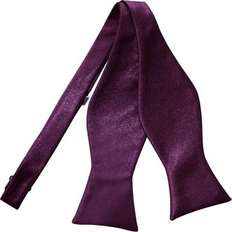 DQT Men Self Tied Plain Satin Tuxedo Bow Tie - Plum
