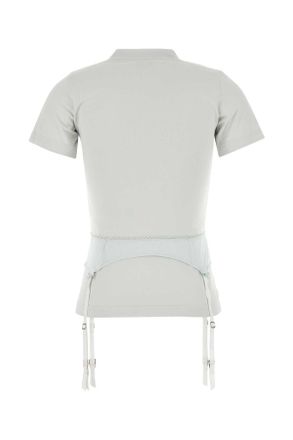 Balenciaga Womens Chalk Stretch Cotton T-Shirt Dirty White Exterior: Elastane