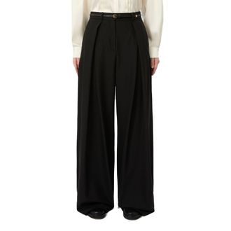 Max Mara Stretch Wool Twill Trousers - Black