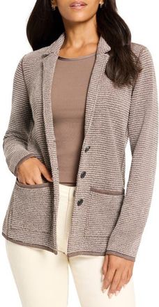 Nic+Zoe Pixel Knit Cotton Blend Blazer in Brown Multi at Nordstrom, Size X-Small