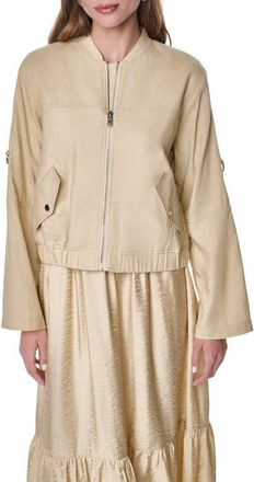DKNY Linen Blend Bomber Jacket in Mojave Desert at Nordstrom, Size X-Small