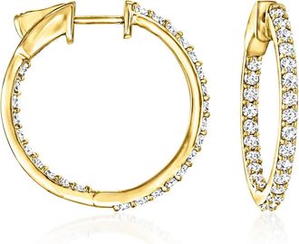 Ross-Simons Diamond Inside-Outside Hoop Earrings in 14kt Yellow Gold
