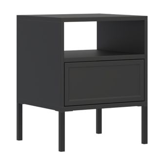 Selsey Selsey Velveto - Comodino Con Cassetto E Vano A Giorno, Nero, 45 Cm