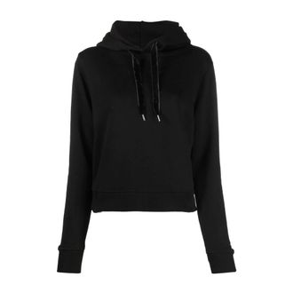 Tommy Hilfiger Short Velvet Trim Hoodie - Dames - Hoodies - Zwart - XL - Katoen - Hoodies & sweatvesten