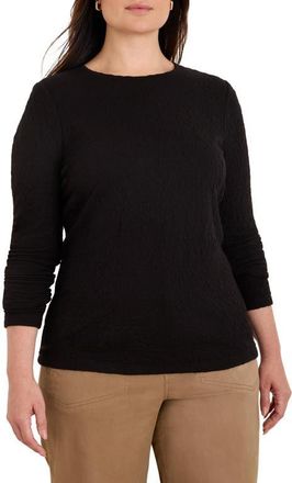 Nic+Zoe Crinkle Knit Textured Top in Black Onyx at Nordstrom, Size 1X