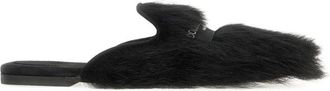 Dolce & Gabbana Shearling en su&egrave;de slippers - Dames - Pantoffels - Zwart - 38 EU - Su&egrave;de - Schoenen