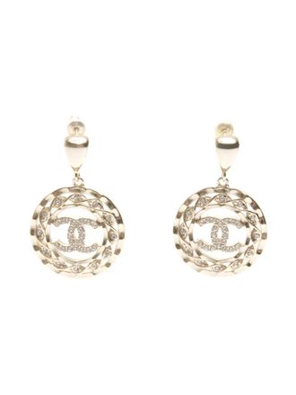 Chanel 2024 round rhinestone earrings - women - Gold Plated/Rhinestone - One Size