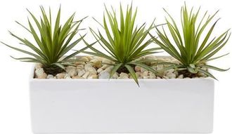 Nearly Natural Mini Agave Artificial Plant in Rectangular Ceramic in Green at Nordstrom