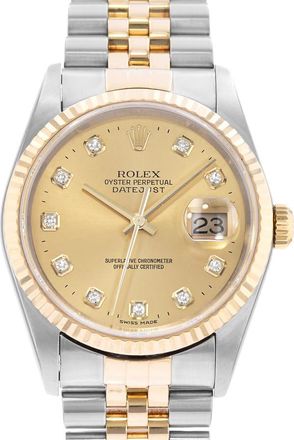 Rolex Pre-owned Rolex Datejust 36 Automatic Chronometer Diamond Champagne Dial Mens Watch 16233 CDJ