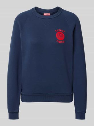 Kenzo Regular Fit Pullover mit Logo-Stitching in Blau, Gr&ouml;&szlig;e L