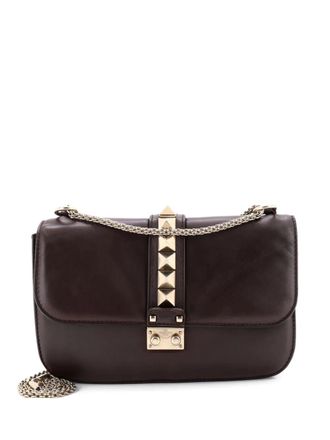 Valentino Garavani Glam Lock Leather Medium shoulder bag - Brown
