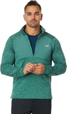 New Balance Athletics Heat Grid 1/2 Zip Mens T Shirt New Spruce : SM, Polyester/Spandex