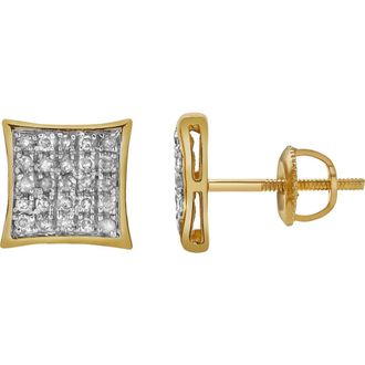 LuvMyJewelry Encantador 10K Yellow Gold Diamond Unisex Earrings - 0.12 Cts at Nordstrom
