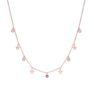 Luxenter Ketting met veelkleurige zirkonia, afgewerkt in 18-karaats ros&eacute;goud - Varwi
