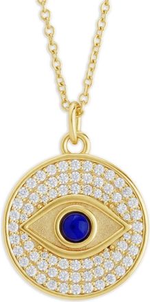 Sterling Forever Pav&eacute; Evil Eye Pendant Necklace in Gold at Nordstrom