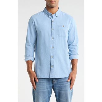 Roark Scholar Organic Cotton Chambray Button-Down Shirt in Bleached at Nordstrom, Size X-Large