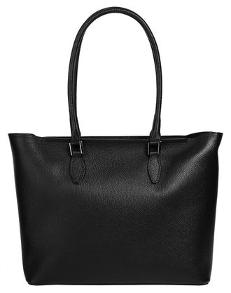 Cluty Shopper CLUTY, Damen, Gr. B/H/T: 40cm x 30cm x 12cm onesize, schwarz, Leder, leicht gl&auml;nzend, unifarben, Taschen Shopper, echt Leder, Made in Italy