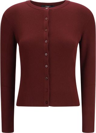 Max Mara Womens Cardigan Ribbed Viscose Berry Sweater