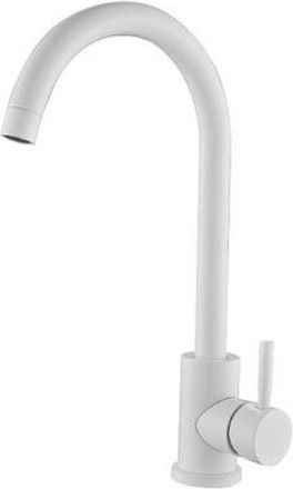 Trade Shop Trade Shop - Rubinetto Per Lavello Cucina A Canna Alta Bianco Miscelatore Per Lavandino 79830
