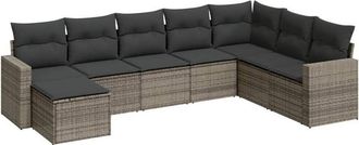 vidaXL Vidaxl - Set De Sof&aacute;s De Jard&iacute;n 8 Pzas Y Cojines Rat&aacute;n Sint&eacute;tico Gris