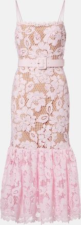 Self Portrait Belted crochet midi dress