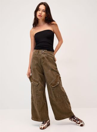 Twik Womens Wide-leg cargo jean