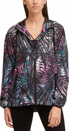 DKNY Dkny Womens Activewear Sport Tropic Shade Printed Windbreaker In Laser Pink