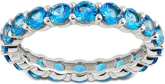 Sterling Forever Sterling Silver Gracie Aquamarine CZ Eternity Ring