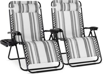 Best Choice Products Set of 2 Extra Wide Zero Gravity Lounge Chair Recliners w/ Cup Holder